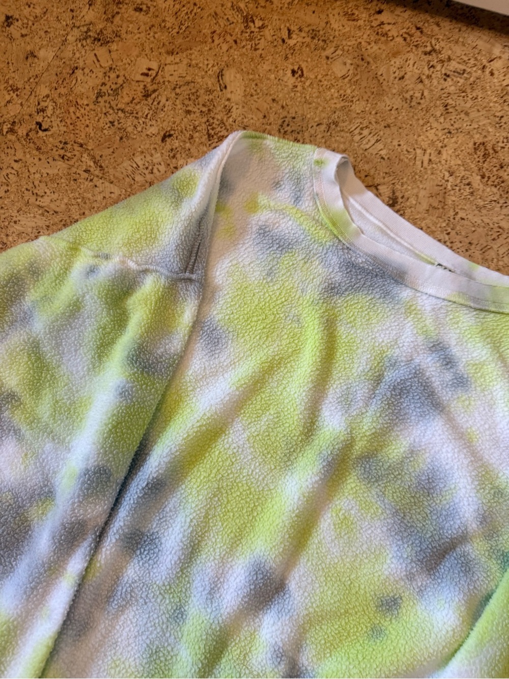 Free People Tie-Dye Fleece Sweatshirt in Lime & Sky Blue